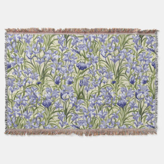 Floral Pattern Bluebell Flowers Throw Blanket