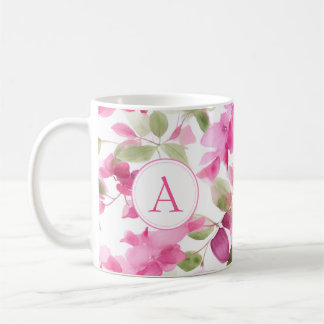 Floral Pattern Bougainvillea Alphabet Coffee Mug