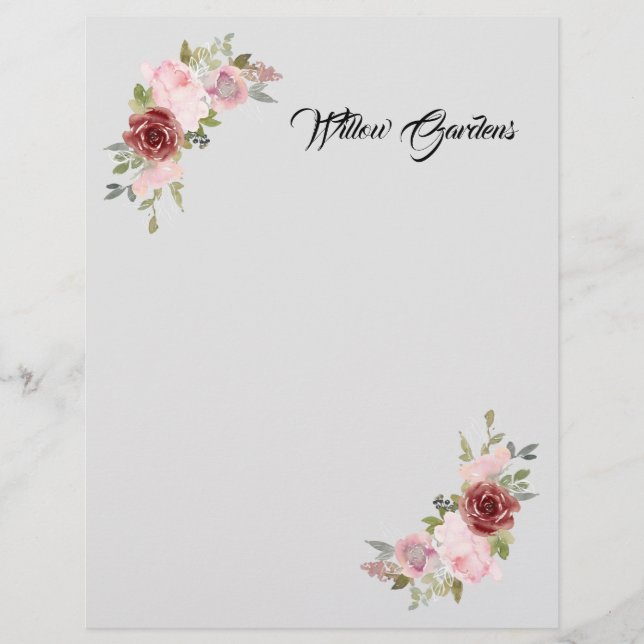 Floral Pattern Business Letterhead (Front)