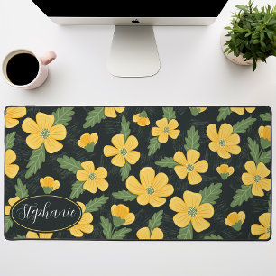 Floral Pattern Buttercup Flowers Personalised Desk Mat