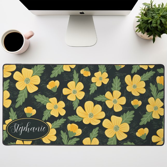 Floral Pattern Buttercup Flowers Personalised Desk Mat (Creator Uploaded)