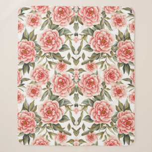 Floral Pattern Camellia Flowers Sherpa Blanket
