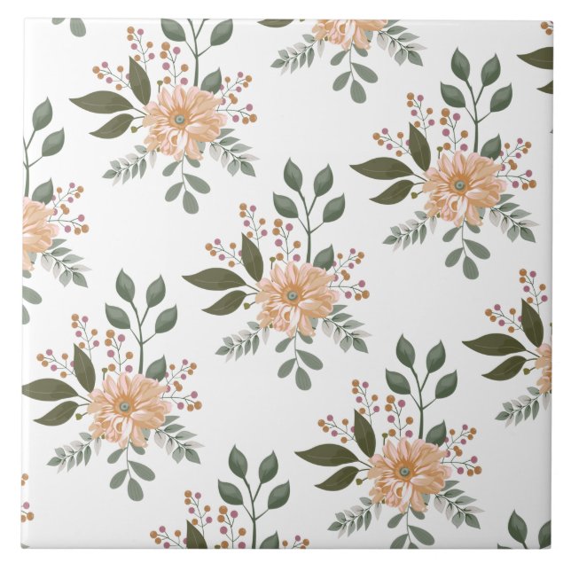 Floral Pattern Ceramic Tile (Front)