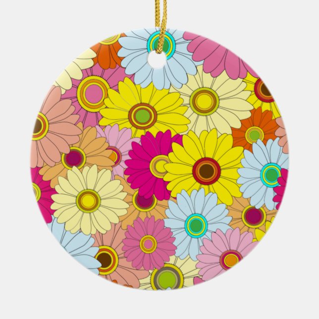floral pattern ceramic tree decoration (Front)