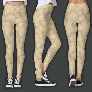 Floral Pattern Champagne Rose Leggings