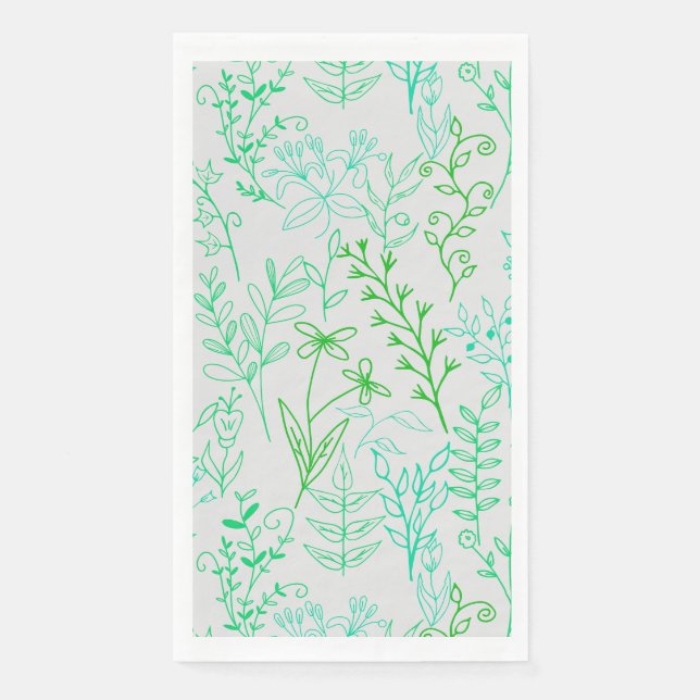 Floral Pattern classic Green tone A02.b Off White  Napkin (Front)