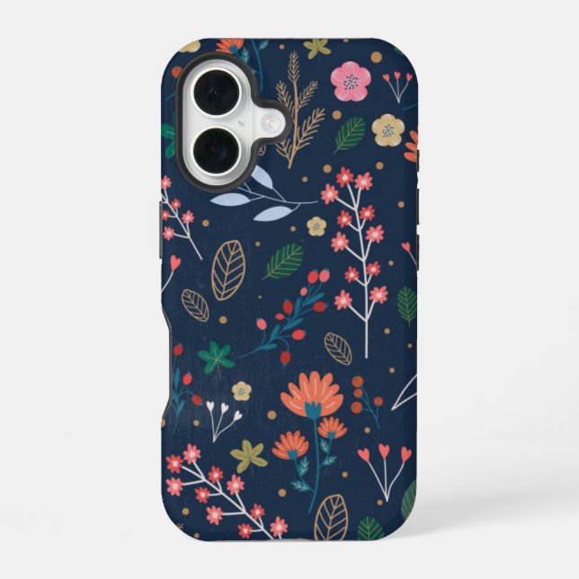 Floral pattern colourful design iPhone 16 case (Back)
