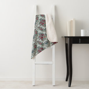 Floral Pattern Colourful Trendy Flowers and Leaves Sherpa Blanket