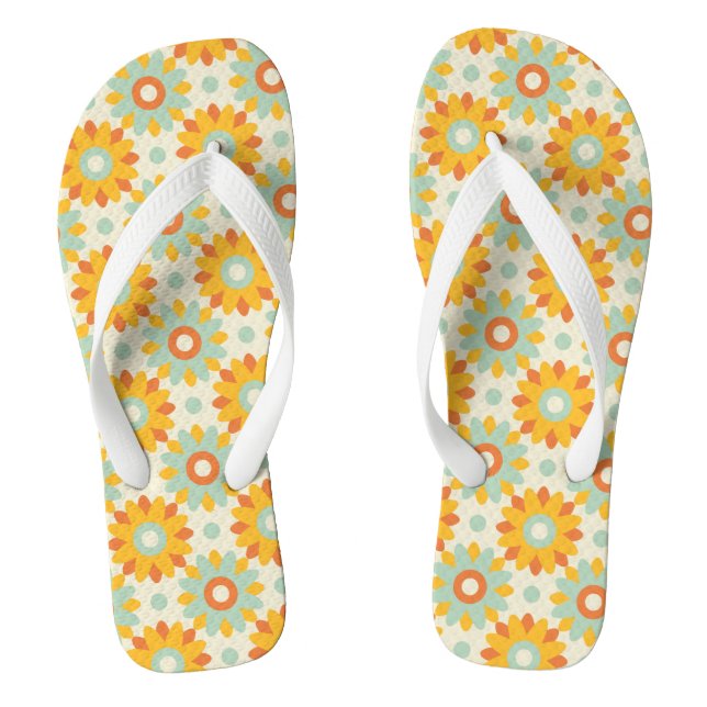 floral pattern colourful wild flowers abstract jandals (Footbed)