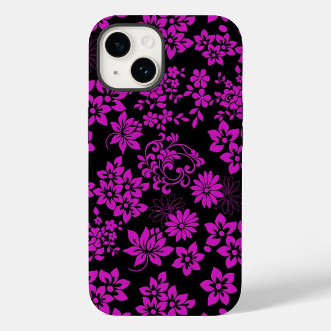 Floral pattern D02.pink.b Black BG Case-Mate iPhone Case (Back)