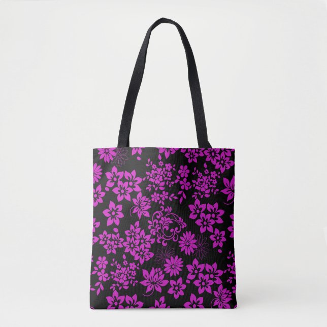 Floral pattern D02.pink.b Black BG Tote Bag (Front)