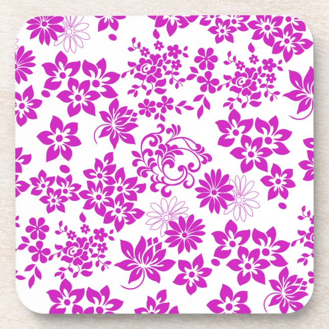 Floral pattern D02.pink.b Coaster (Front)