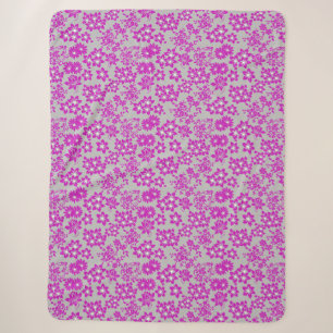 Floral pattern D02.pink.b Grey BG Sherpa Blanket