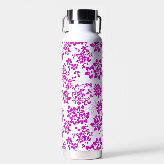 Floral pattern D02.pink.b Water Bottle (Front)