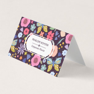 Floral Pattern Dark Plum & Mauve Business Card