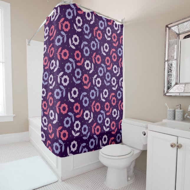 Floral Pattern Design Gothic Inspired Palette Shower Curtain (In Situ)