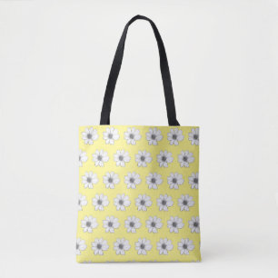 Floral pattern design yellow tote bag