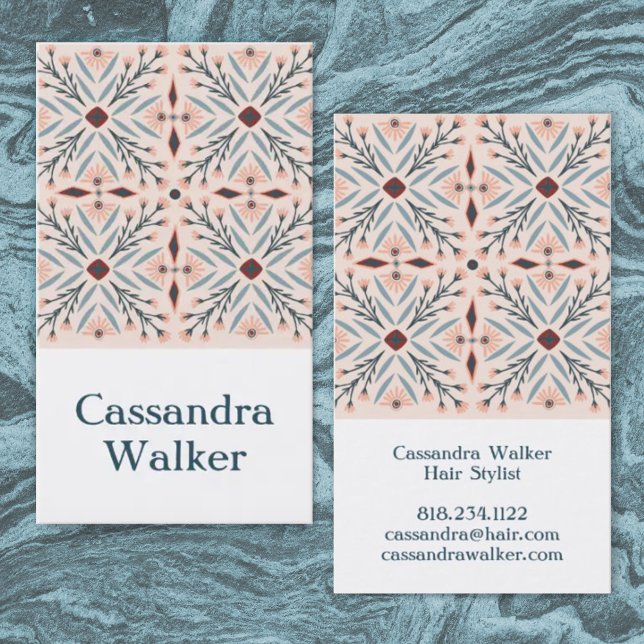Floral Pattern Dolores Tiles Pink Business Card (Creator Uploaded)