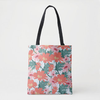 Floral Pattern Drawing Elegant Decorative Flowers Tote Bag