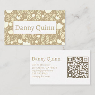 Floral Pattern Elegant Botanical Earthy Neutrals Business Card