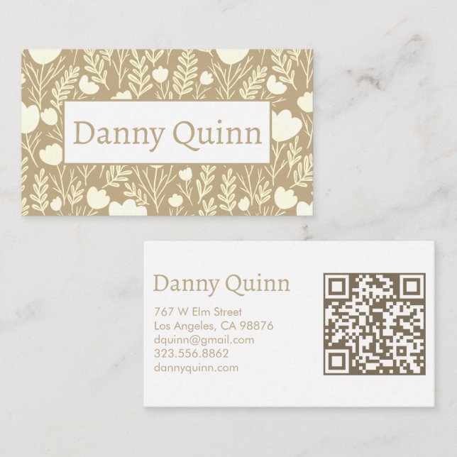 Floral Pattern Elegant Botanical Earthy Neutrals Business Card (Front/Back)