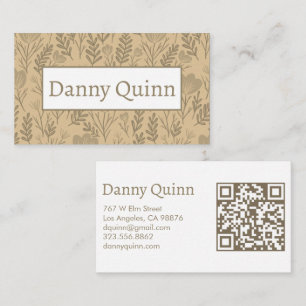 Floral Pattern Elegant Botanical Earthy Tan Brown  Business Card