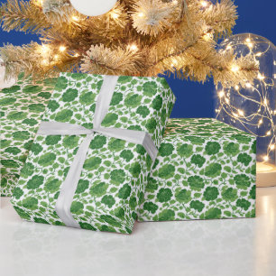 Floral Pattern Emerald Peony Vine Wrapping Paper