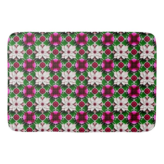 Floral Pattern Featuring Colourful Flowers Bath Mat (Front)