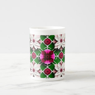 Floral Pattern Featuring Colourful Flowers Bone China Mug