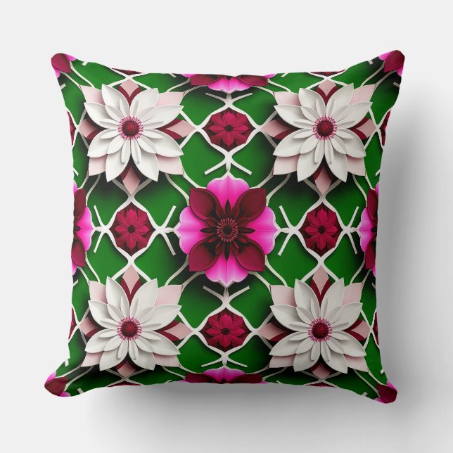 Floral Pattern Featuring Colourful Flowers Cushion (Front)