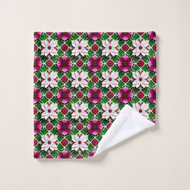 Floral Pattern Featuring Colourful Flowers Wash Cloth (Wash Cloth)