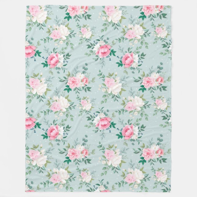 Floral pattern fleece blanket (Front)
