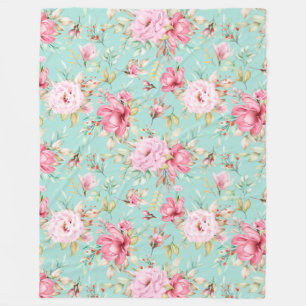 Floral pattern fleece blanket