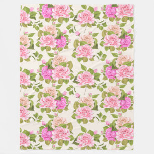 Floral pattern fleece blanket