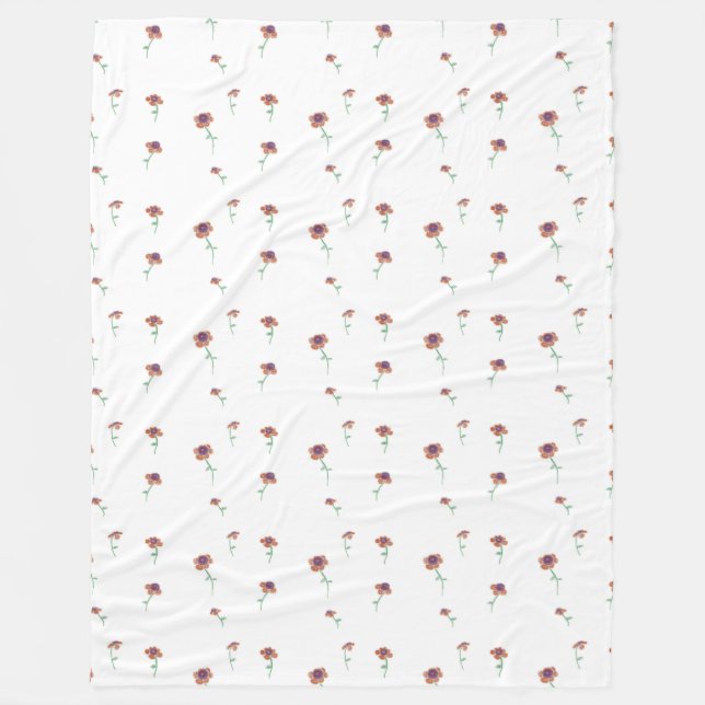 Floral Pattern Fleece Blanket (Front)