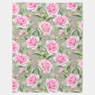 Floral pattern fleece blanket
