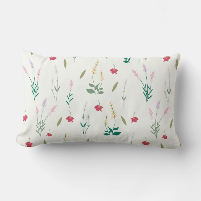 Floral Pattern Flower Bloom 13" x 21" Lumbar Cushion (Front)