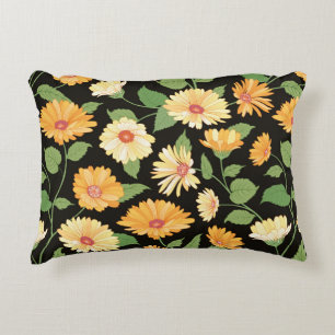 Floral pattern. Flower marigold seamless backgroun Decorative Cushion
