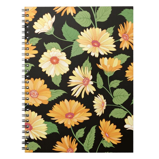 Floral pattern. Flower marigold seamless backgroun Notebook (Front)