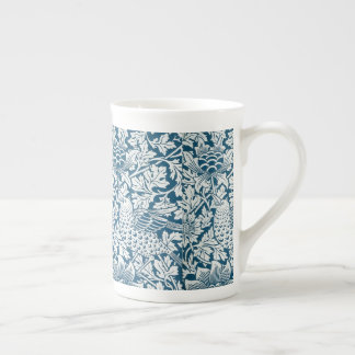 Floral Pattern Flowers Leaves Birds Blue Bone China Mug