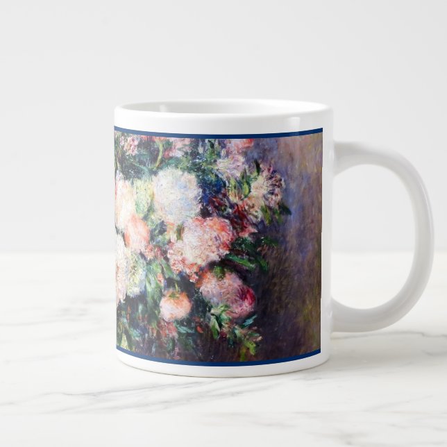 Floral Pattern Flowers Red Pink White Foliage  Large Coffee Mug (Right)