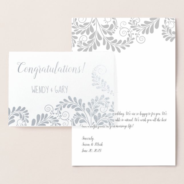 Floral Pattern Foil Wedding Congratulations Card (Display)