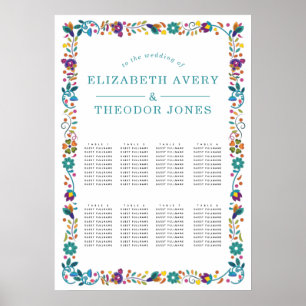 Floral Pattern Frame Mexican Wedding Seating Chart