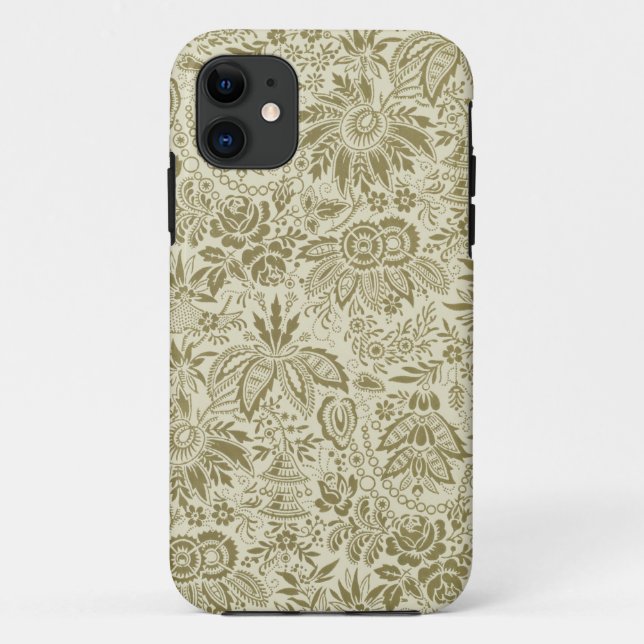 Floral Pattern Green Sage Antique Damask Case-Mate iPhone Case (Back)