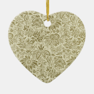 Floral Pattern Green Sage Antique Damask Ceramic Tree Decoration