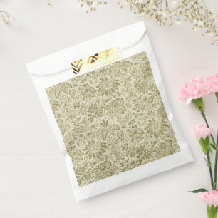 Floral Pattern Green Sage Antique Damask Favour Bags