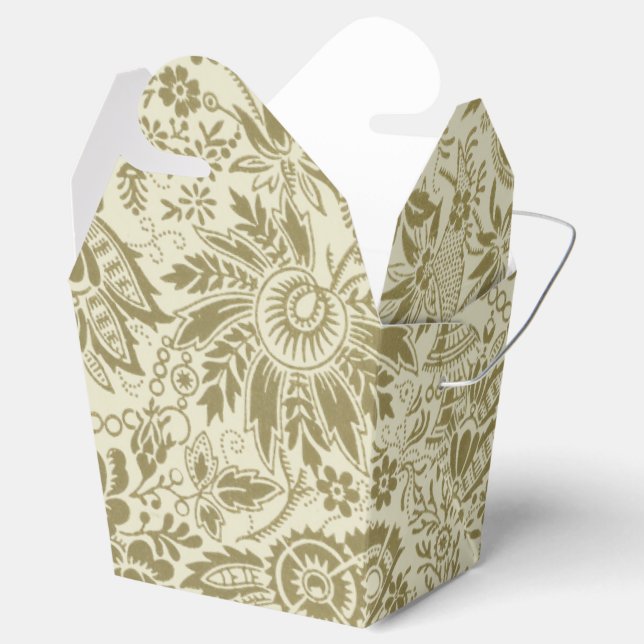 Floral Pattern Green Sage Antique Damask Favour Box (Opened)