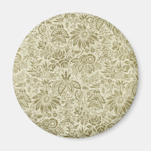 Floral Pattern Green Sage Antique Damask Magnet