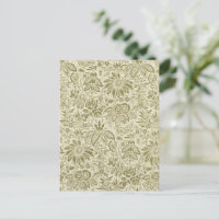 Floral Pattern Green Sage Antique Damask