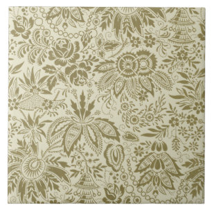 Floral Pattern Green Sage Antique Damask Tile
